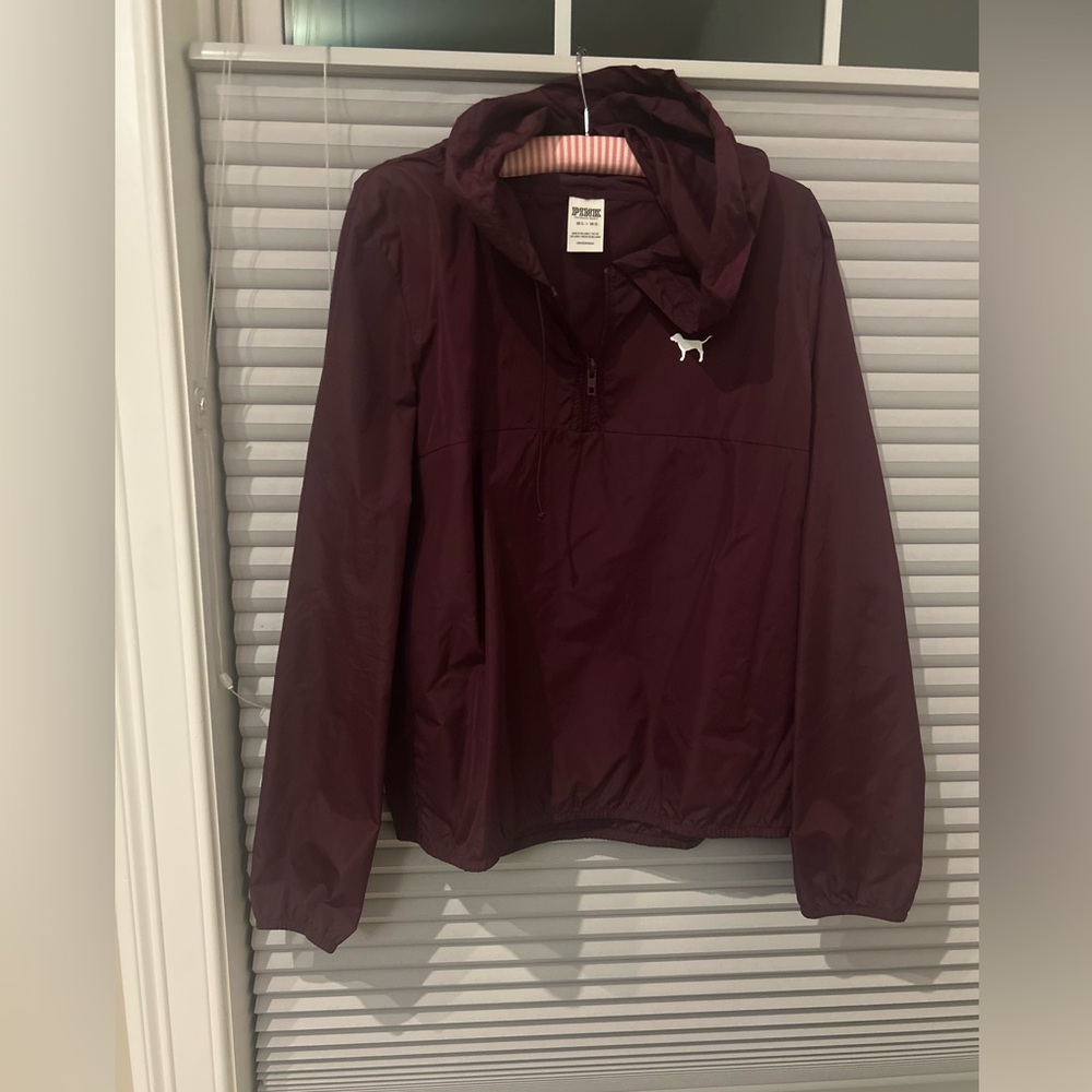 Maroon Hooded Windbreaker VS Pink